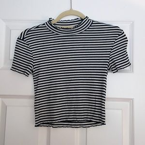 Cropped dark green striped top from Forever 21.